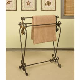 Unbranded Oil-Rubbed Bronze Scroll Metal Quilt Rack Stand thumbnail 1