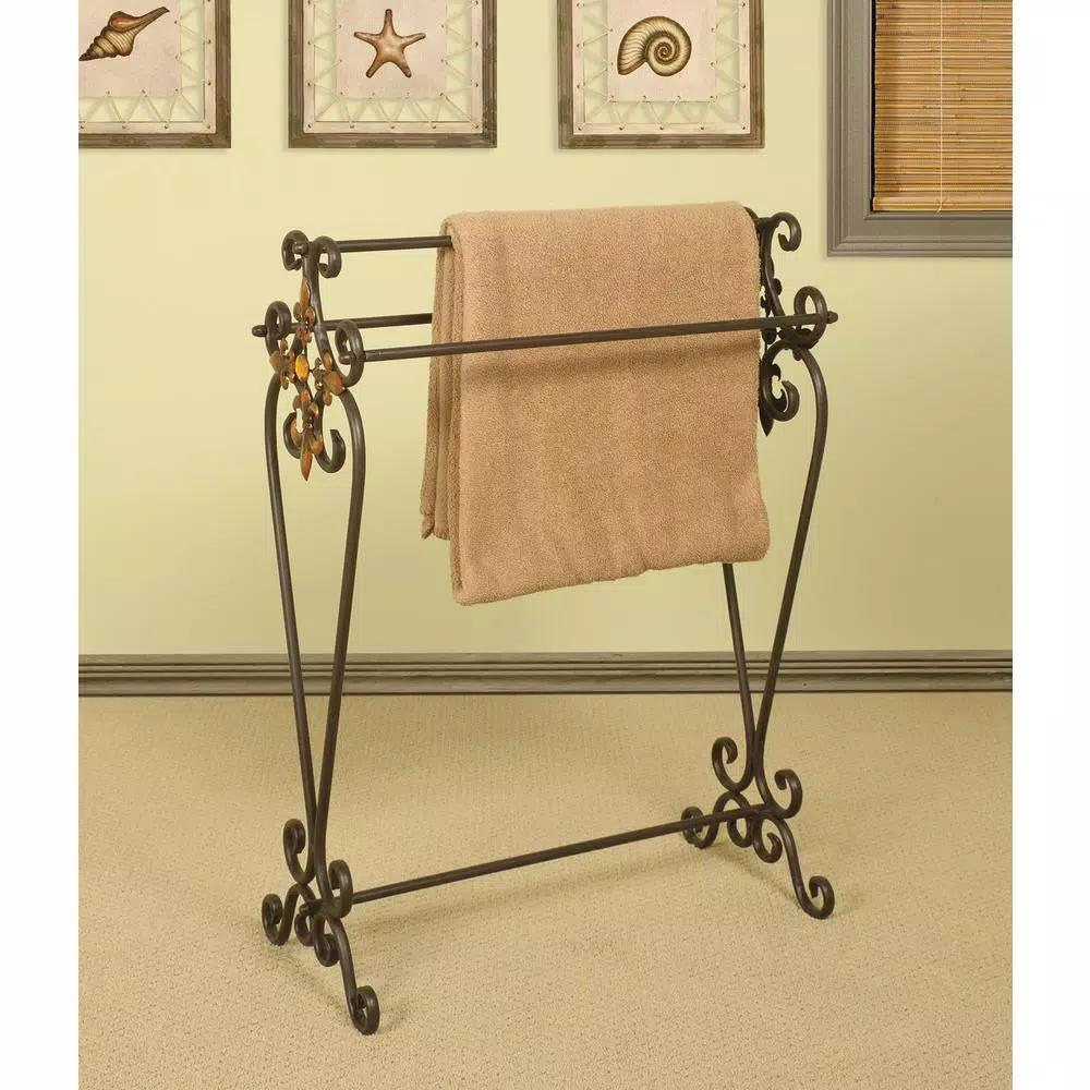 Unbranded Oil-Rubbed Bronze Scroll Metal Quilt Rack Stand