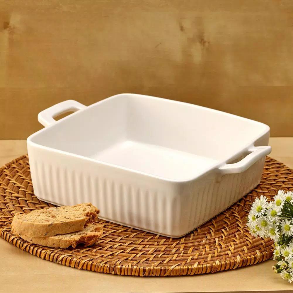 Over and Back Nolita Large Square Porcelain Baker, White