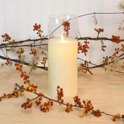 LUMABASE 10 in. Glass Hurricane LED Flameless Candle with Moving Flame, Battery Operated thumbnail 2