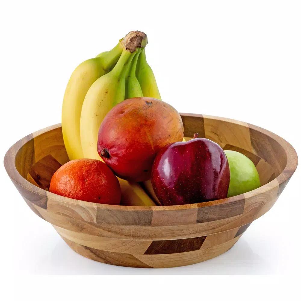 Casa Bellante 10 in. Rubberwood Serving Bowl, 62 fl. oz. Round Wooden Bowl