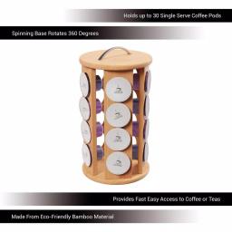 Classic Cuisine 20-Count Bamboo Rotating Coffee Pod Organizer Carousel thumbnail 3