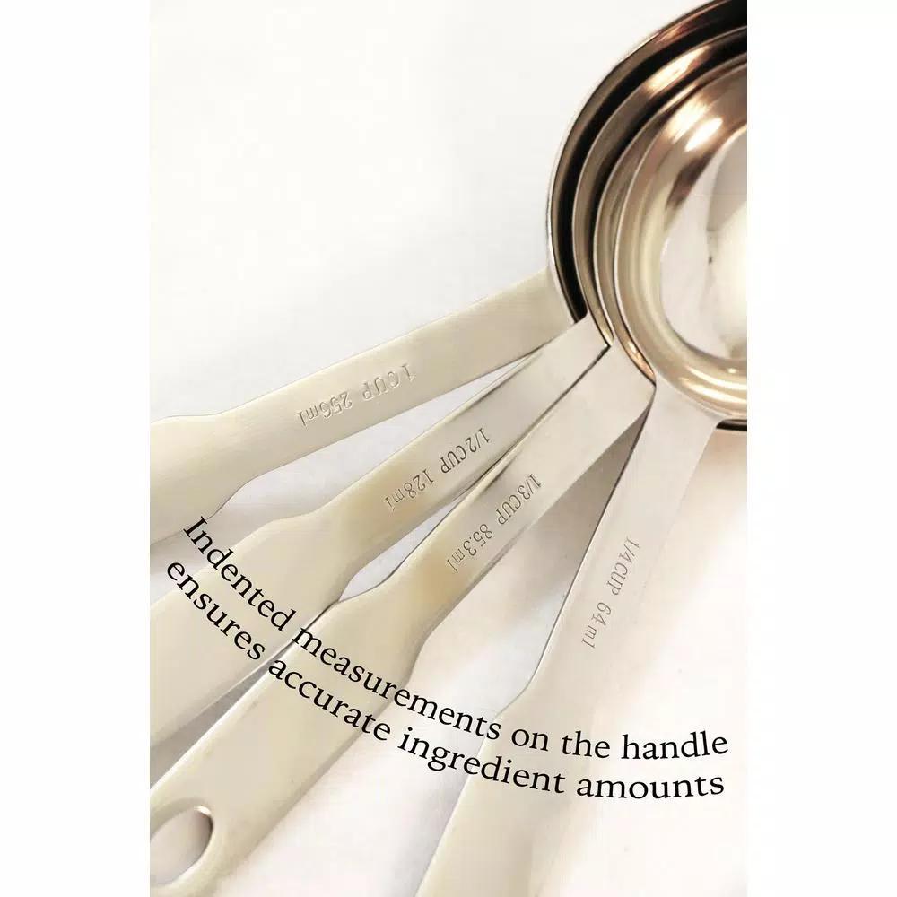 ExcelSteel 4-Piece Heavy Duty Stainless Steel Measuring Spoon Set with Organizing Ring