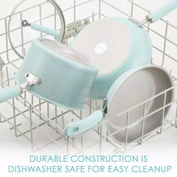 Rachael Ray Create Delicious 6 Qt. Aluminum Nonstick Stock Pot with Glass Lid, Teal Shimmer thumbnail 5