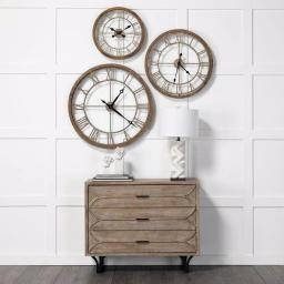 Mercana Mething 31.5 in. Oversized Farmhouse Wood Wall Clock with Roman Numerals thumbnail 5