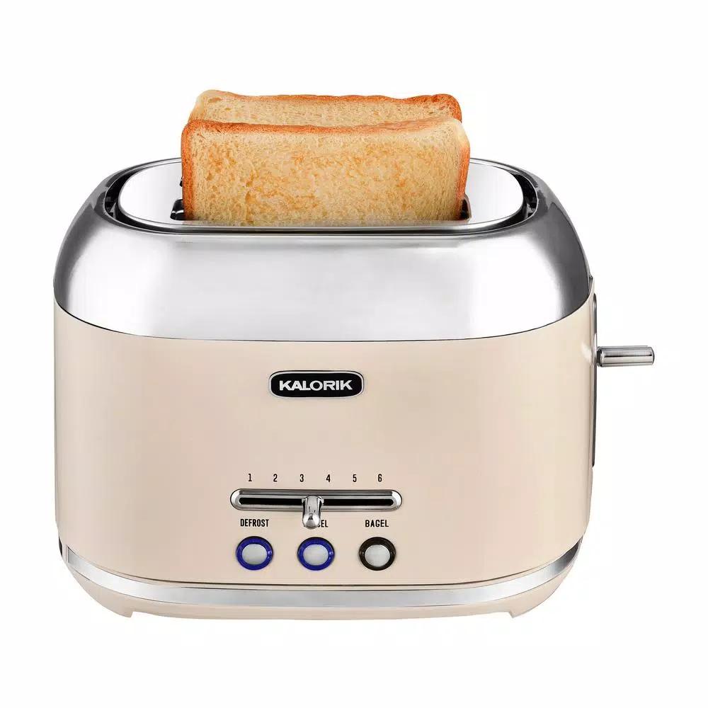 Kalorik Retro 2-Slice Wide Slot Toaster, Cream