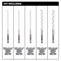 Milwaukee SHOCKWAVE Carbide Multi-Material Drill Bits Set, 5-Piece thumbnail 3