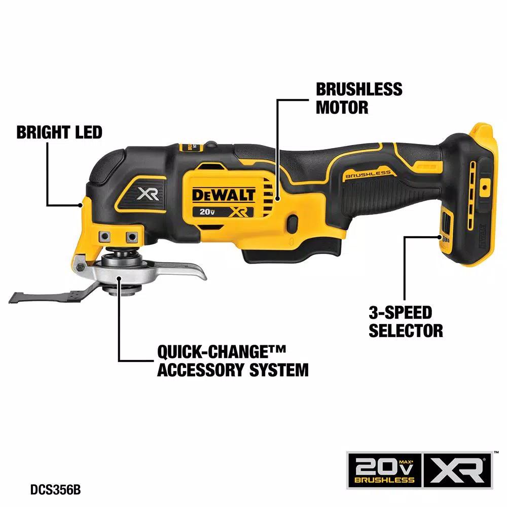 DEWALT 20V MAX Cordless 6-Tool Combo Kit with 3/8 in. Impact Wrench, 4.0Ah & 2.0Ah Batteries