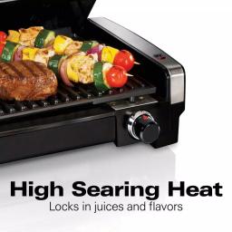 Hamilton Beach Searing Grill 118 sq. in. Stainless Steel Indoor Countertop Grill with Non-Stick Plates thumbnail 3
