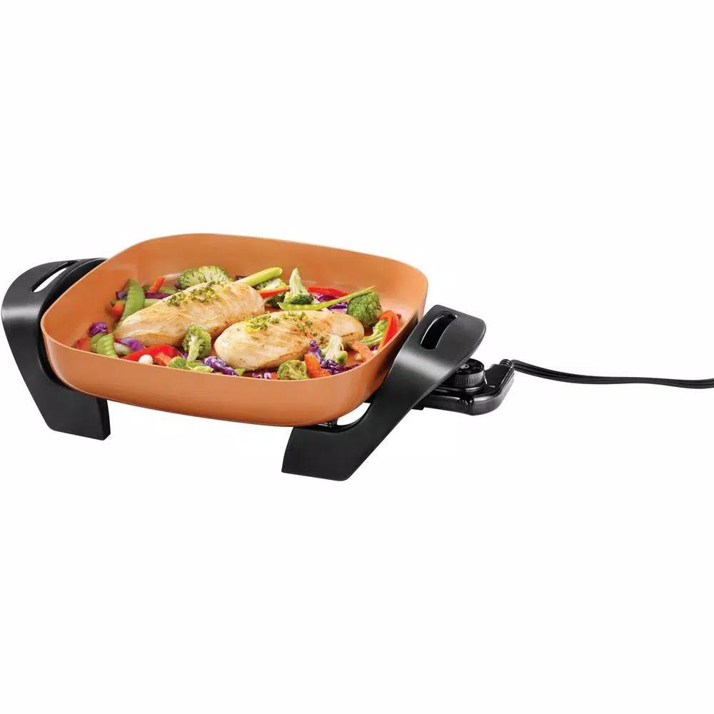 Starfrit Eco Copper Electric Skillet, 144 sq. in. Nonstick Ceramic Coating, 1200W