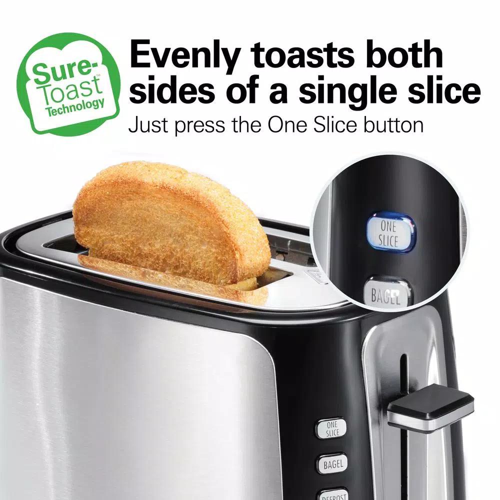 Hamilton Beach Sure-Toast 2-Slice Stainless Steel Wide Slot Toaster, 800W