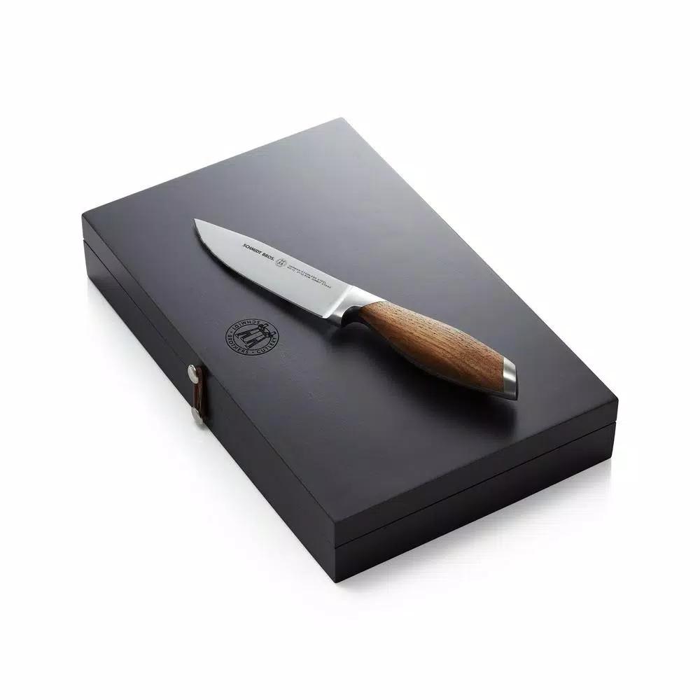 SCHMIDT BROS. Schmidt Brothers Bonded Teak 4-Piece Jumbo Steak Knife Set with Wood Gift Box
