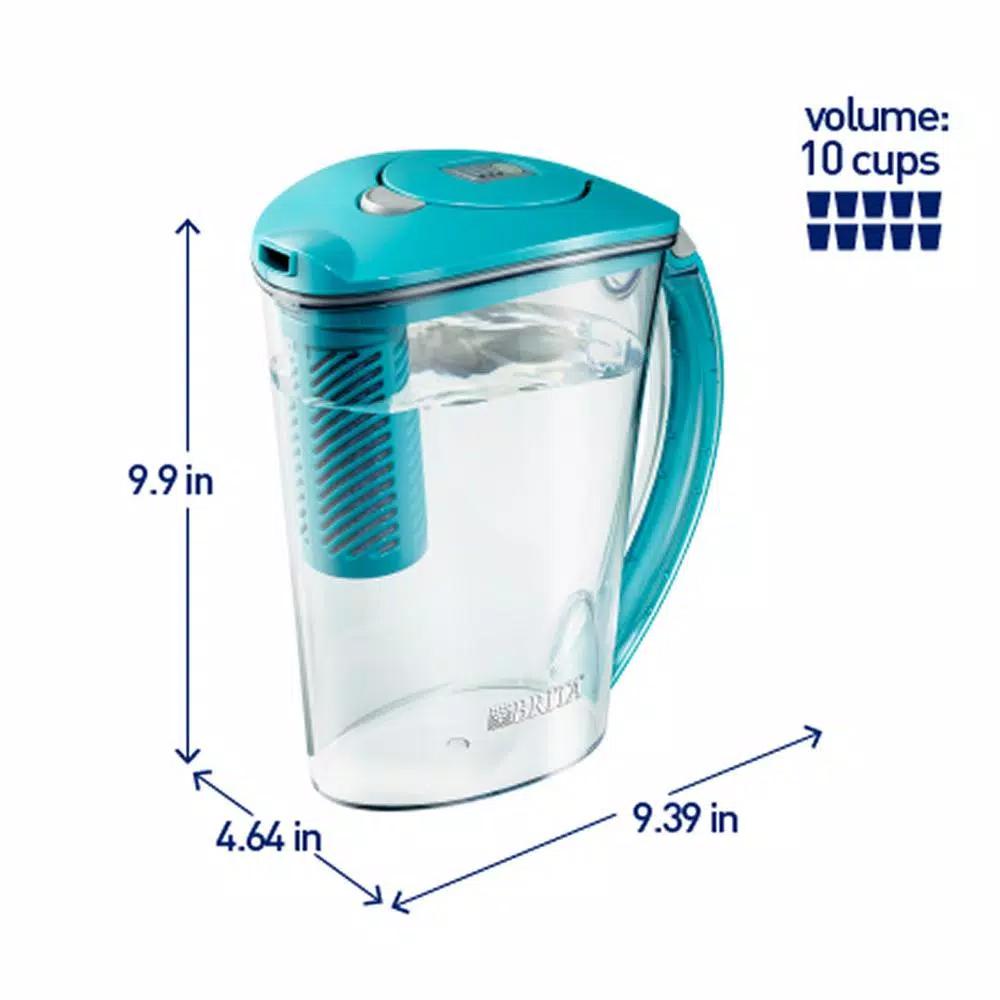 Brita Stream 10-Cup Filter-As-You-Pour Water Pitcher with Filter, Lake Blue