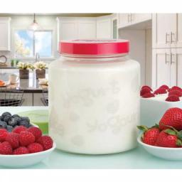 Euro Cuisine 2 Qt. Yogurt Maker with Glass Jar, Stainless Steel Thermometer, and Greek Yogurt Cotton Bag - Red thumbnail 5