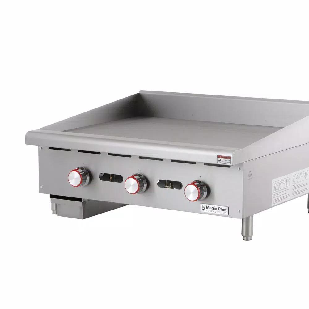 Magic Chef 36 in. Commercial Thermostatic Countertop Gas Griddle, Stainless Steel