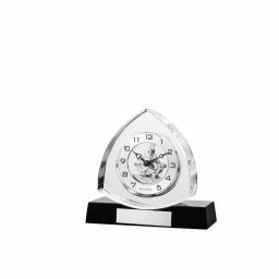 Bulova Trident K-9 Crystal Table Clock with Ebony Gloss Hardwood Base and Polished Chrome Skeleton Movement thumbnail 2