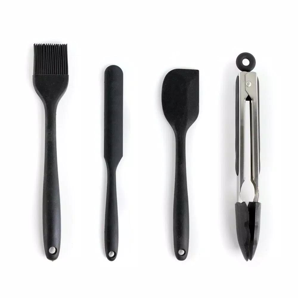 MegaChef 14-Piece Gray Silicone and Stainless Steel Kitchen Utensil Set