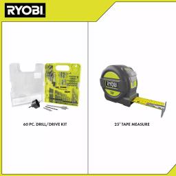 RYOBI 60-Piece Multi-Material Drill and Drive Bit Set with Bonus 25 ft. Tape Measure thumbnail 3