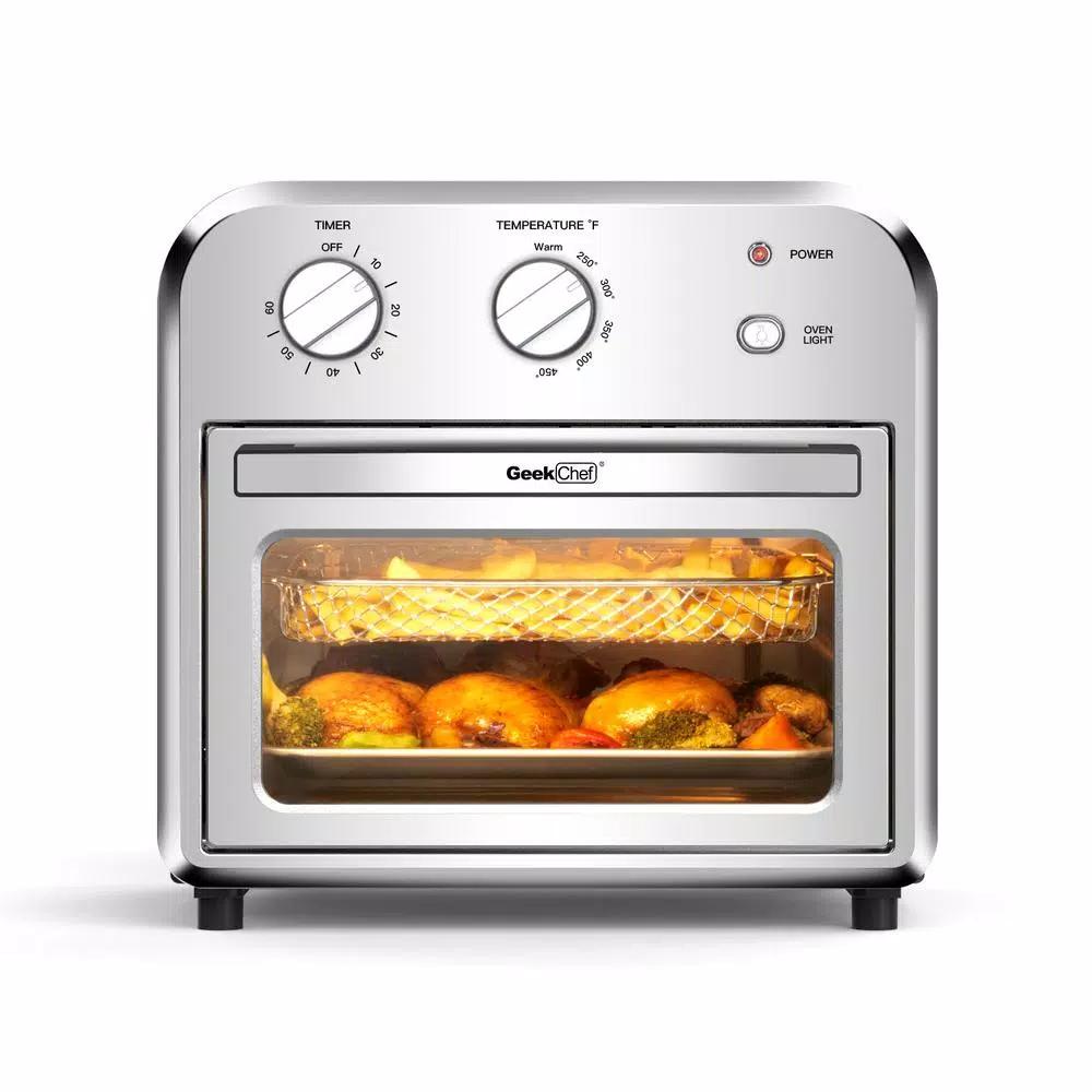 Boyel Living 11 Qt. Silver Stainless Steel Air Fryer with 4 Accessories, 1500W, Temperature & Time Control