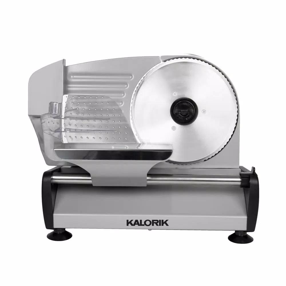 KALORIK 200W Professional Food Slicer with 7.5 in. Stainless Steel Serrated Blade, Silver