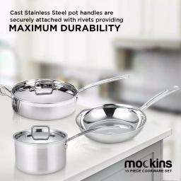 Mockins 15-Piece Tri-Ply Stainless Steel Cookware Set with Lids thumbnail 7