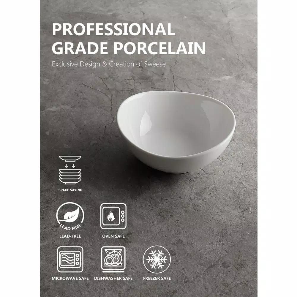 Sweese White Porcelain Mini Serving Bowls, 4 oz. Curved Design, Set of 6