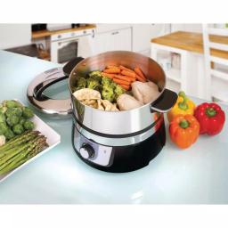 Euro Cuisine 3.4 Qt. Stainless Steel Electric Food Steamer and Rice Cooker, 1200W, Black thumbnail 2