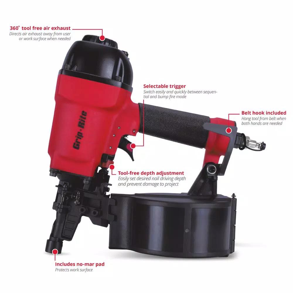 Grip-Rite RED System GRTCS250Z 15-Degree Coil Siding Nailer, 1-1/4 in. to 2-1/2 in.