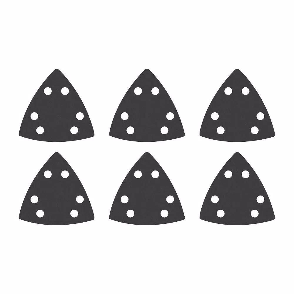 Milwaukee 3-1/2 in. 80-Grit Triangle Sandpaper for Oscillating Multi-Tools, OPEN-LOK Universal Fit (6-Pack)