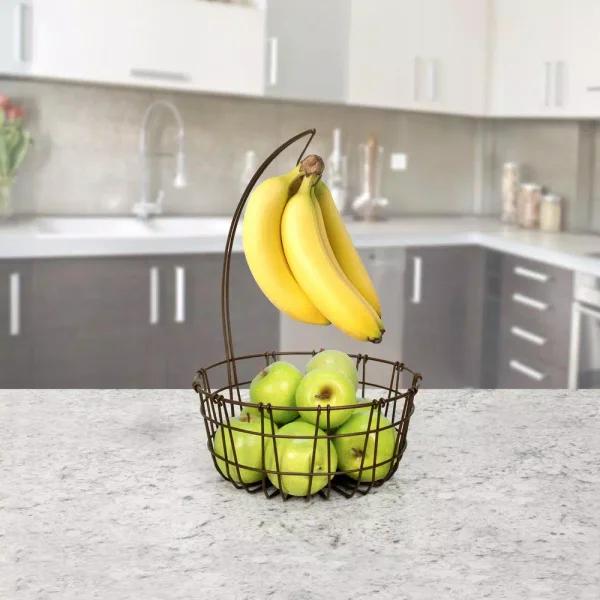 Spectrum Austin Steel Fruit Bowl with Banana Hook, Bronze