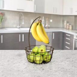 Spectrum Austin Steel Fruit Bowl with Banana Hook, Bronze thumbnail 1
