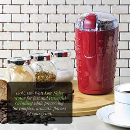 Ovente 2.5 oz. Electric Coffee Grinder, 150W Stainless Steel Blades, Maroon thumbnail 10
