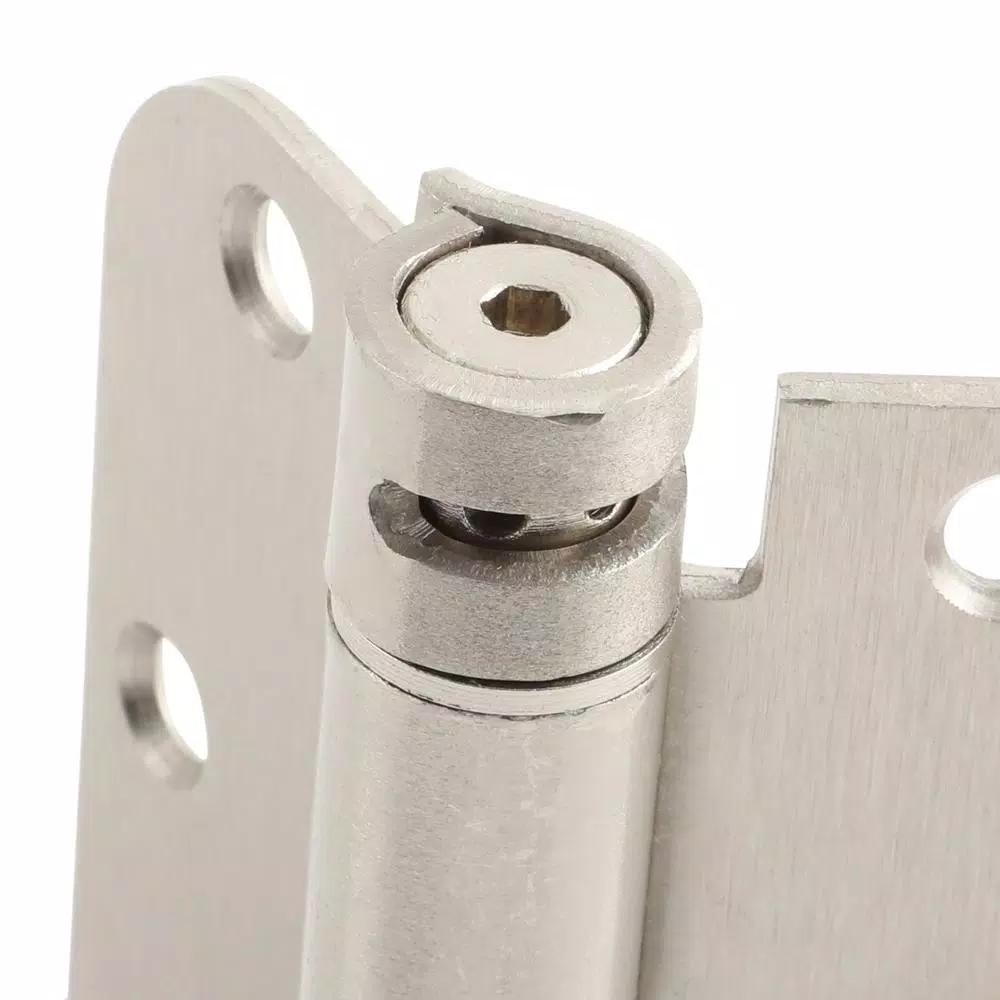 Global Door Controls 3.5 in. x 3.5 in. Satin Nickel Steel Spring Hinge, 5/8 in. Radius (Set of 2)