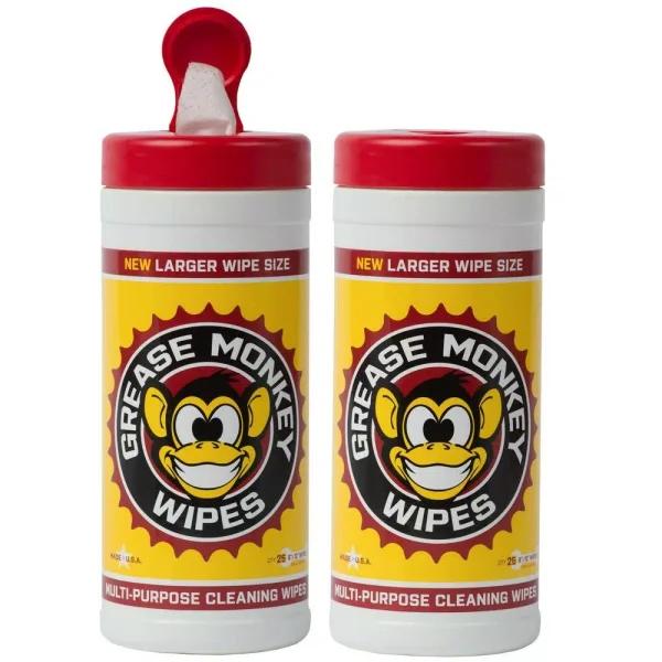 Grease Monkey Heavy-Duty Multi-Purpose Cleaning Wipes, Citrus Formula, 25-Count (2-Pack)