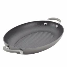 Circulon Elementum 15 in. Hard-Anodized Aluminum Nonstick Oval Grill Pan, Oyster Gray thumbnail 1