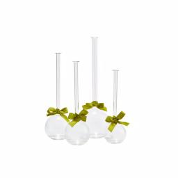 Two's Company Hand-Blown Glass Cylinder Vase Set with Sage Green Ribbon, 4-Piece Assorted Sizes thumbnail 2