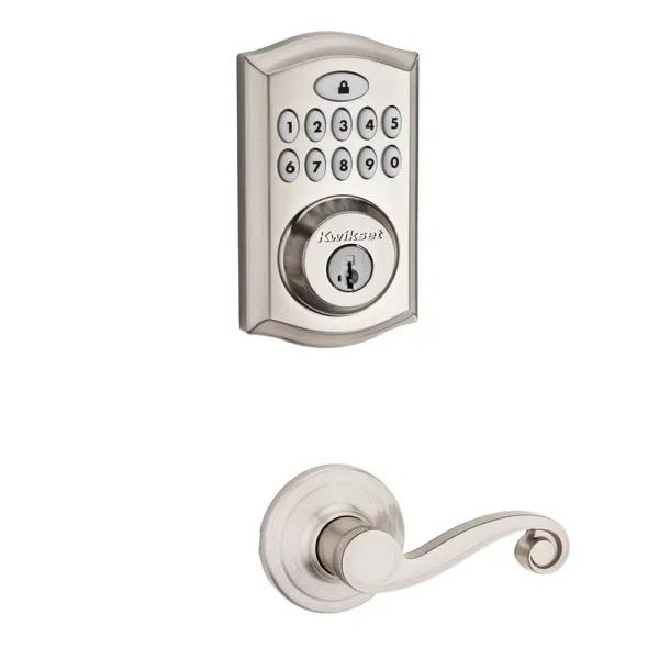 Kwikset SmartCode Satin Nickel Single Cylinder Electronic Deadbolt with SmartKey Security and Lido Lever