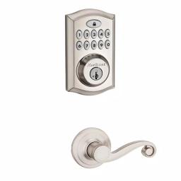 Kwikset SmartCode Satin Nickel Single Cylinder Electronic Deadbolt with SmartKey Security and Lido Lever thumbnail 1