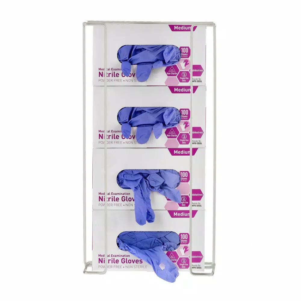 Alpine Industries Quad Capacity Wire Wall Mount Glove Box Dispenser, White