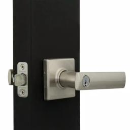 Kwikset Vedani Satin Nickel Square Exterior Entry Door Lever with SmartKey Security thumbnail 2