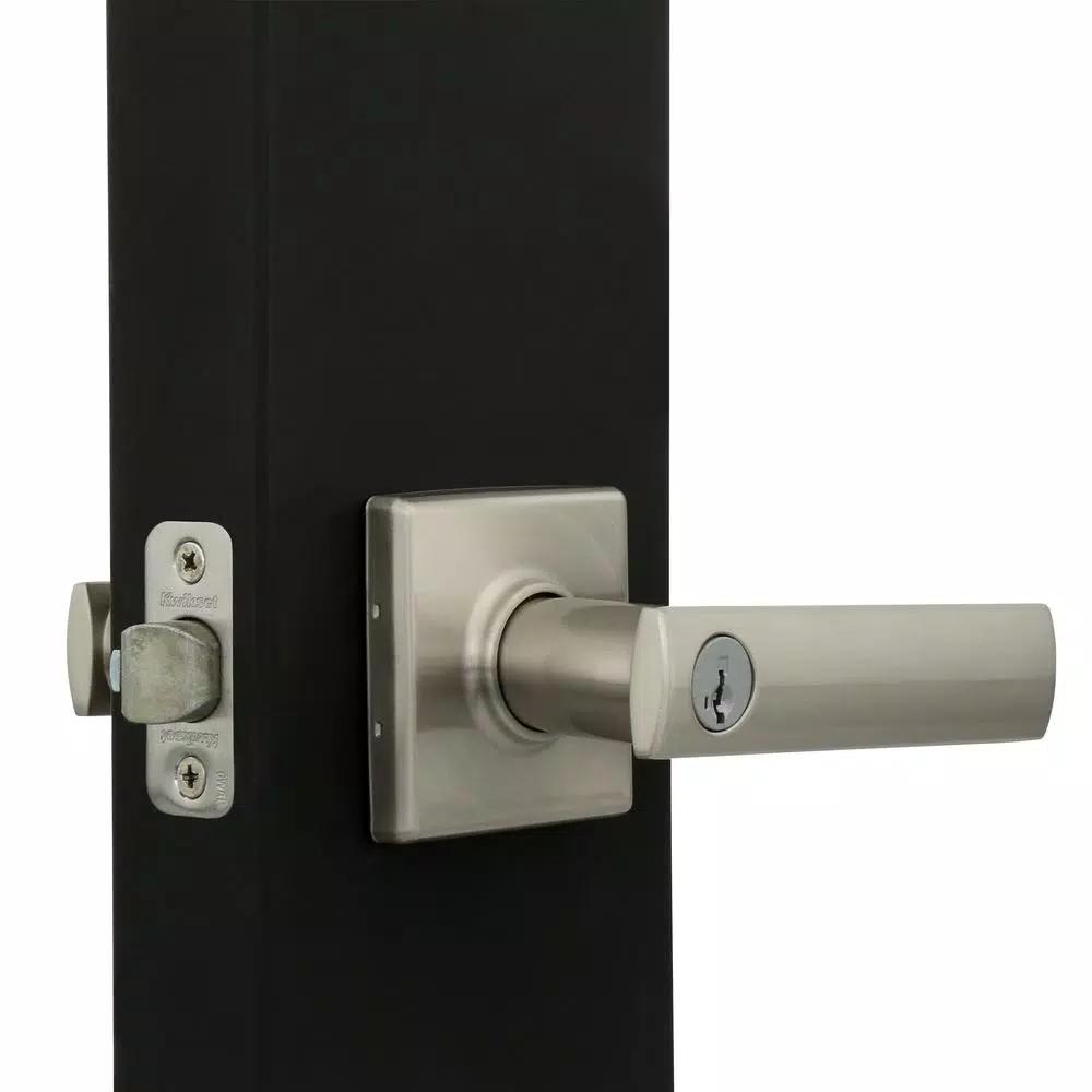 Kwikset Vedani Satin Nickel Square Exterior Entry Door Lever with SmartKey Security