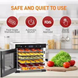 NutriChef 6-Tray Food Dehydrator Machine, 600W with Digital Timer and Temperature Control, Black thumbnail 4