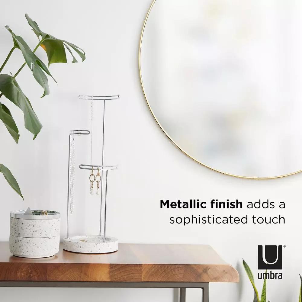 Umbra Hubba 34-inch Round Contemporary Brass Wall Mirror