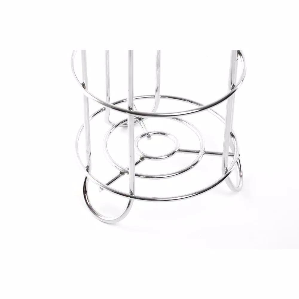 Basicwise Chrome Wire Metal Freestanding Toilet Paper Holder and Magazine Storage Rack