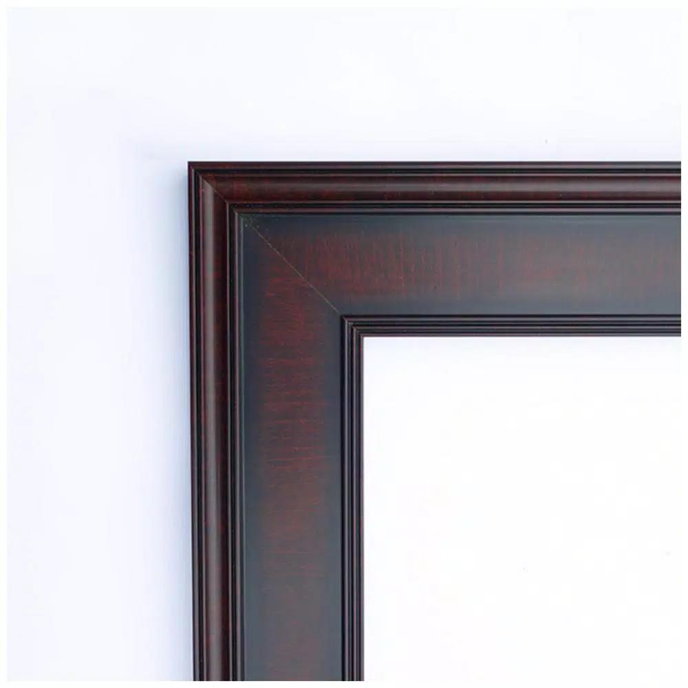 Amanti Art 25 in. Square Beveled Edge Wood Framed Bathroom Vanity Mirror, Dark Brown Mahogany