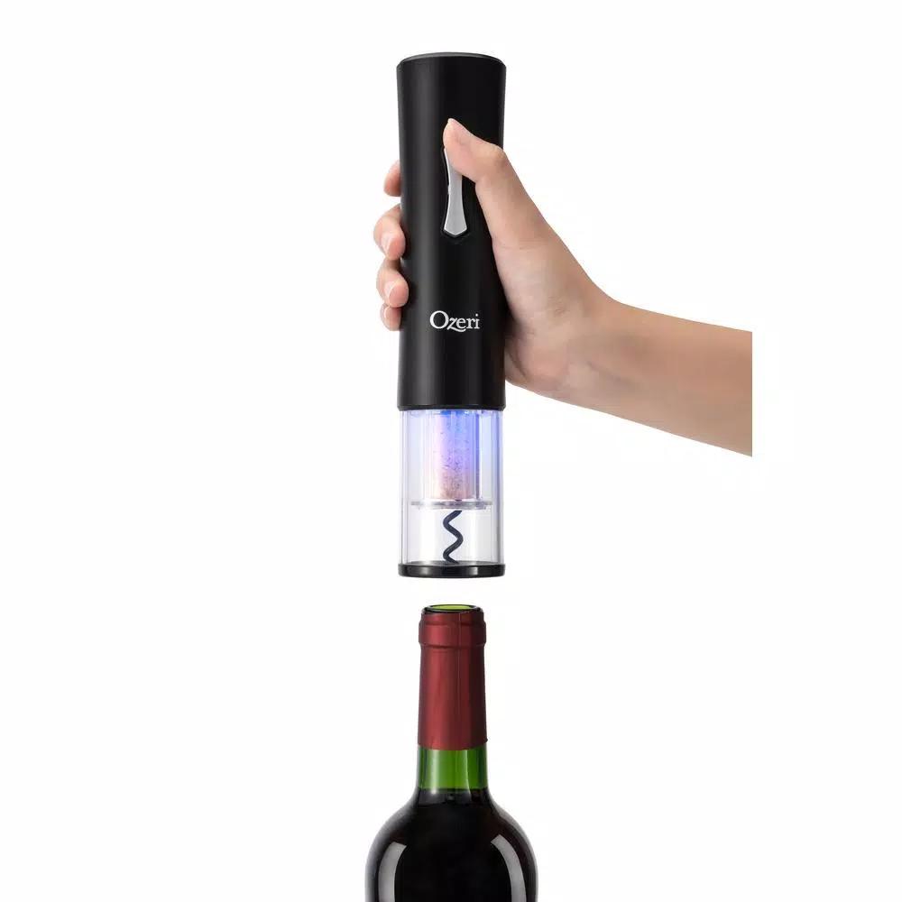 Ozeri Gusto Electric Wine Opener, Cordless Battery Operated Corkscrew with Integrated Foil Cutter