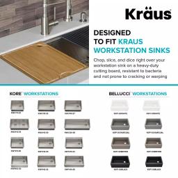 KRAUS 12 in. Solid Bamboo Workstation Sink Cutting Board thumbnail 3