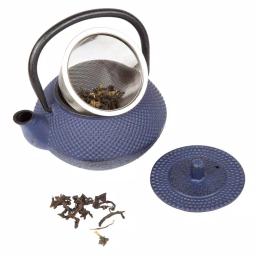 Creative Home Kyusu Blue Cast Iron Tea Pot with Removable Stainless Steel Infuser Basket, 10 oz. thumbnail 3