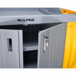 Alpine Industries 3-Shelf PVC Janitorial Cleaning Cart with 2 Yellow Vinyl Bags thumbnail 7