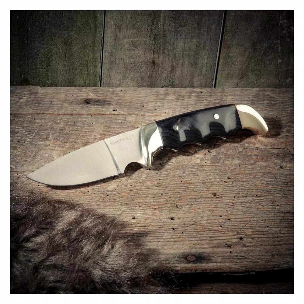 Sheffield 12180 Timber Series 4 in. Drop Point Fixed Blade Knife with Black Pakkawood Handle